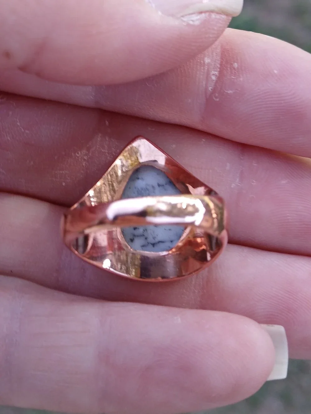 New Men's Dendritic Opal Copper Ring.